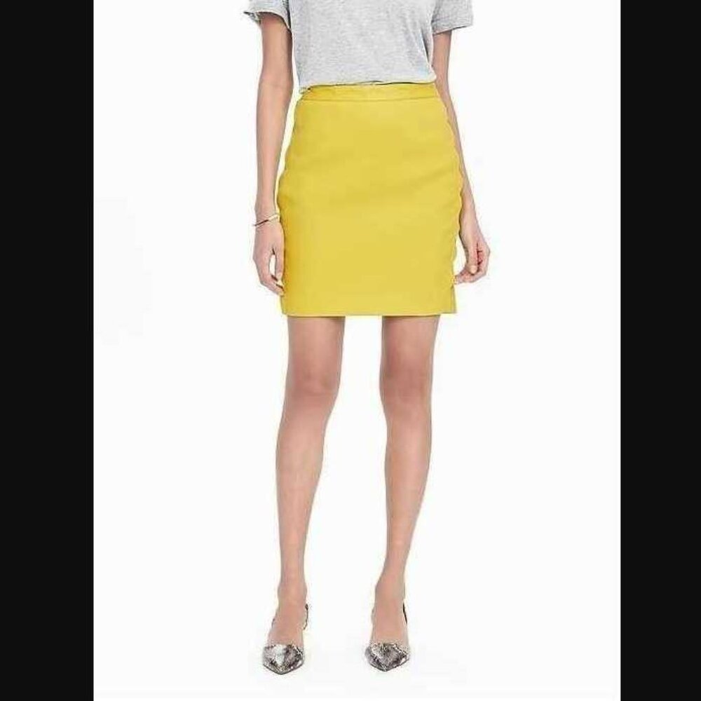 New 10 Banana Republic scalloped mini skirt in Lively Chartreuse - Picture 10 of 11